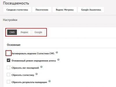 Отключение статистики CMS